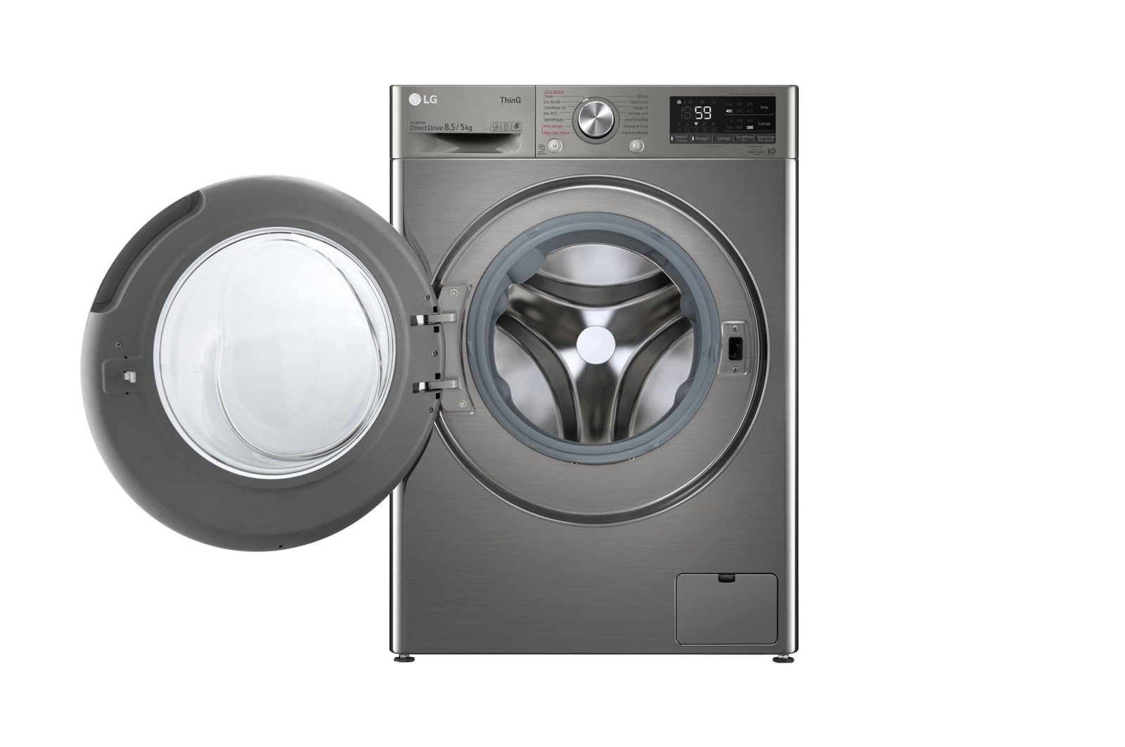 LG Lave-linge Séchant Slim 8,5/5kg - 58L | TurboWash™  | Moteur AI Direct Drive™ garanti 10 ans, LG F852SV52IRS