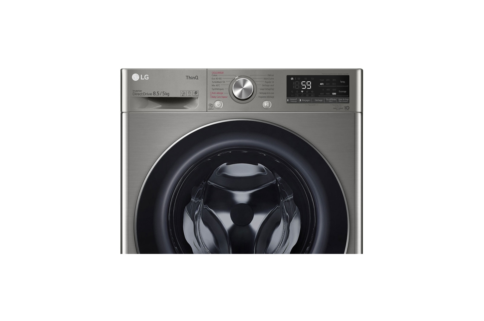 LG Lave-linge Séchant Slim 8,5/5kg - 58L | TurboWash™  | Moteur AI Direct Drive™ garanti 10 ans, LG F852SV52IRS