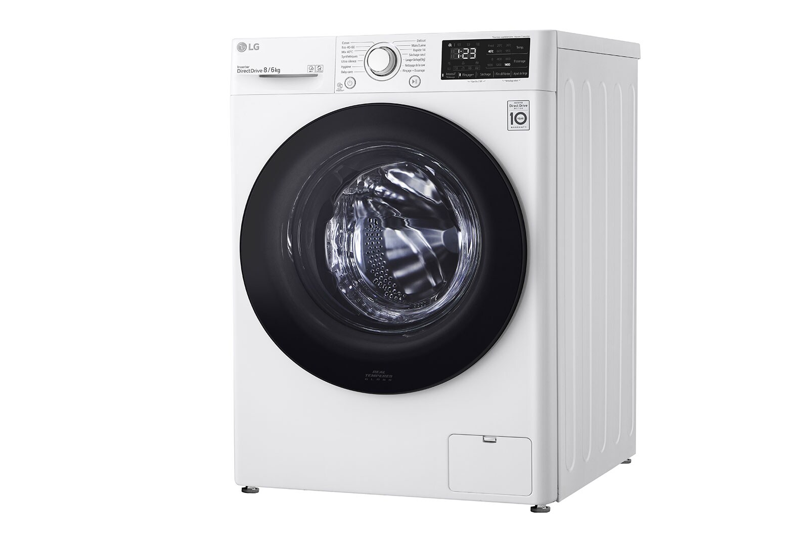 LG Lave-linge Séchant 8/6 kg - 68L | AI Direct Drive™ | Smart Diagnosis™ I Moteur Direct Drive™ Garanti 10 ans, LG F864V38WR