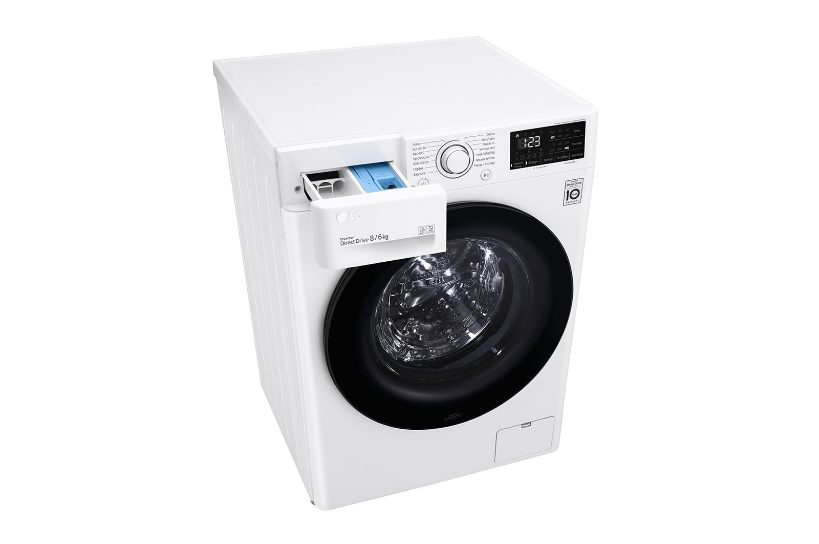 LG Lave-linge Séchant 8/6 kg - 68L | AI Direct Drive™ | Smart Diagnosis™ I Moteur Direct Drive™ Garanti 10 ans, LG F864V38WR