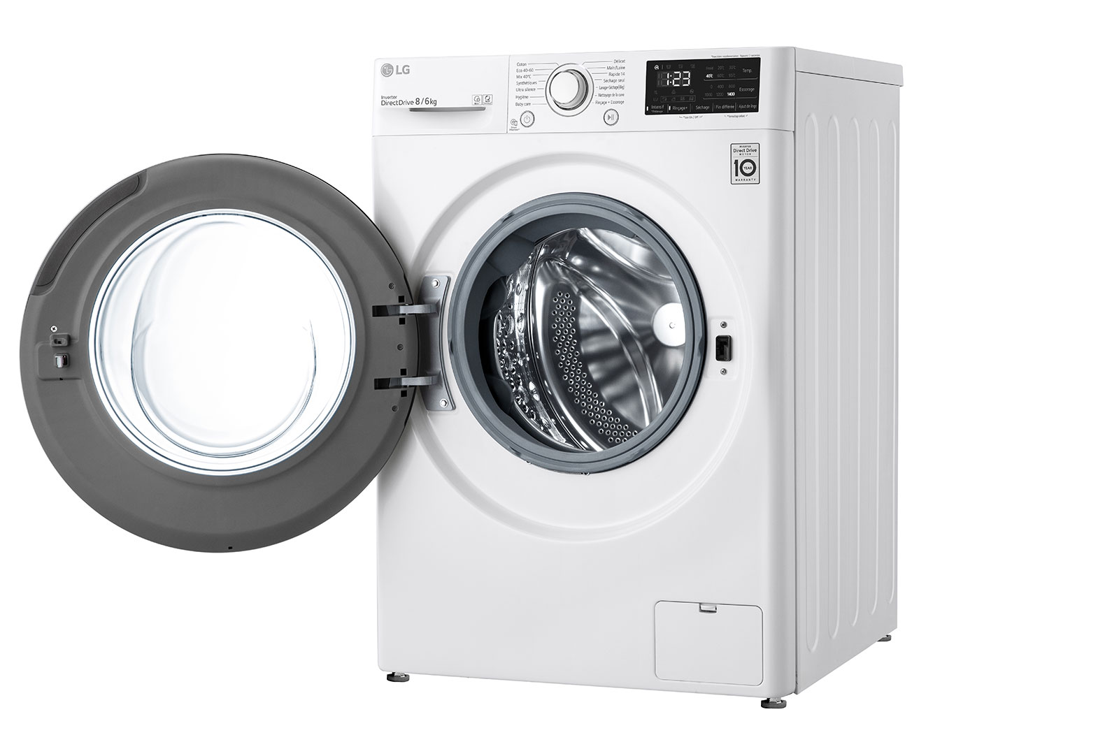 LG Lave-linge Séchant 8/6 kg - 68L | AI Direct Drive™ | Smart Diagnosis™ I Moteur Direct Drive™ Garanti 10 ans, LG F864V38WR