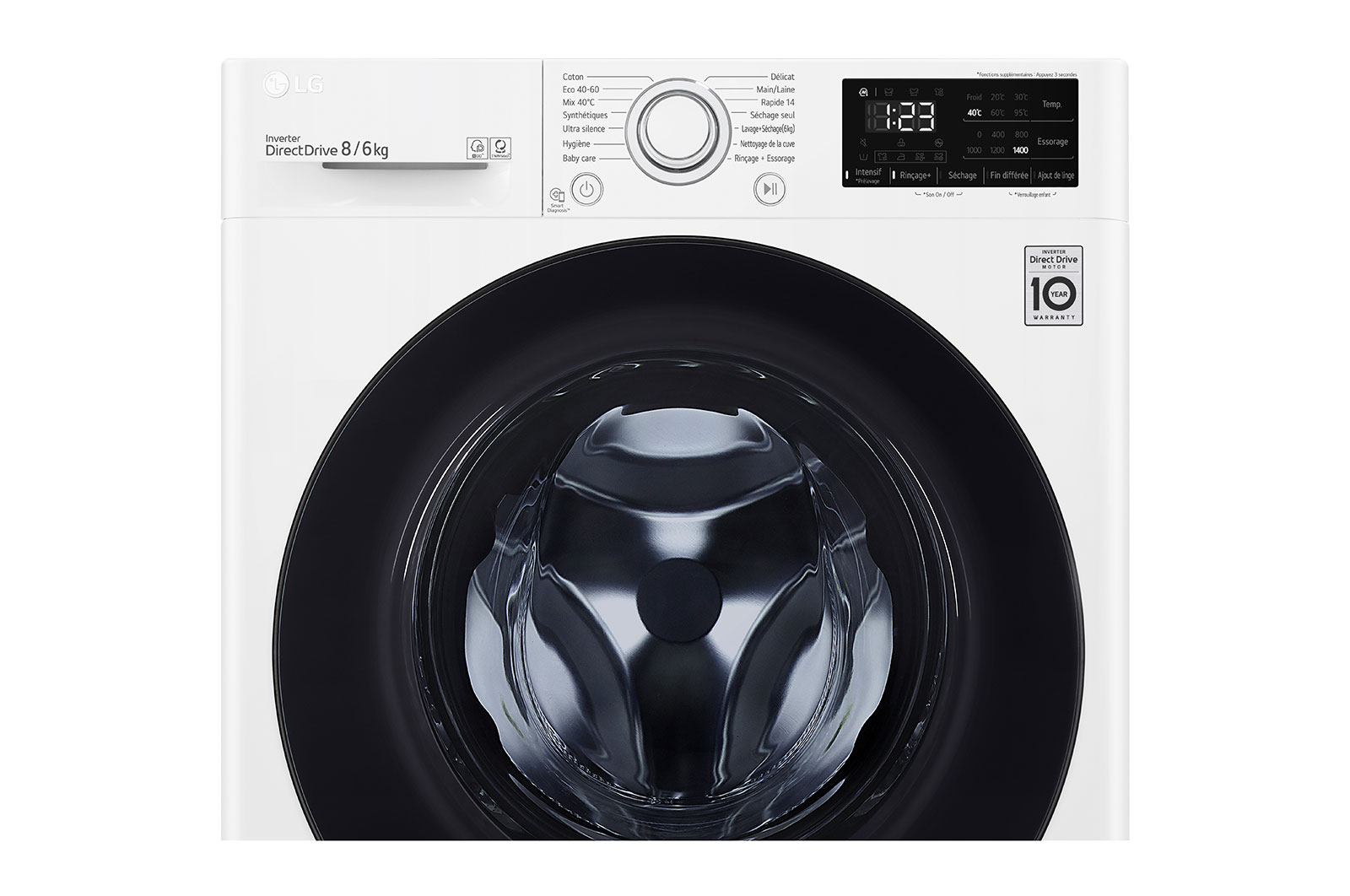 LG Lave-linge Séchant 8/6 kg - 68L | AI Direct Drive™ | Smart Diagnosis™ I Moteur Direct Drive™ Garanti 10 ans, LG F864V38WR