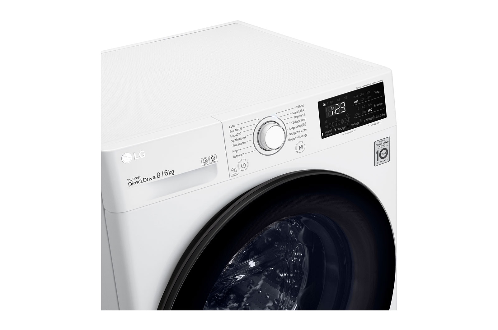 LG Lave-linge Séchant 8/6 kg - 68L | AI Direct Drive™ | Smart Diagnosis™ I Moteur Direct Drive™ Garanti 10 ans, LG F864V38WR