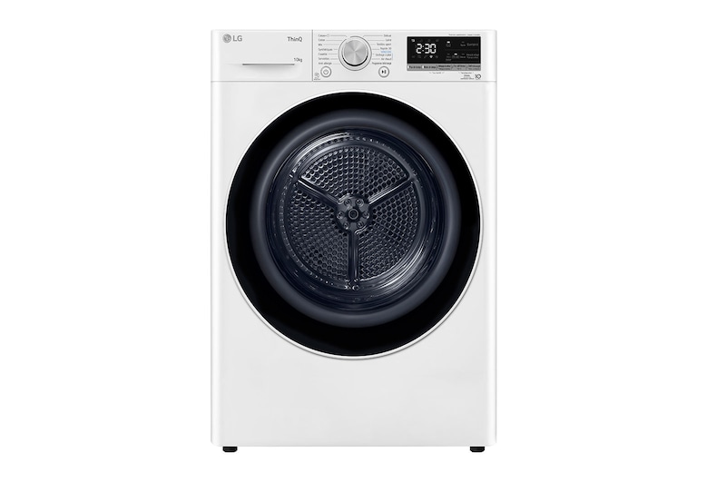 Vue avant de Sèche-linge 10kg | A+++ | Condenseur Autonettoyant | Compresseur DUAL Inverter et moteur Inverter garanti 10 ans LG RH1V50WH