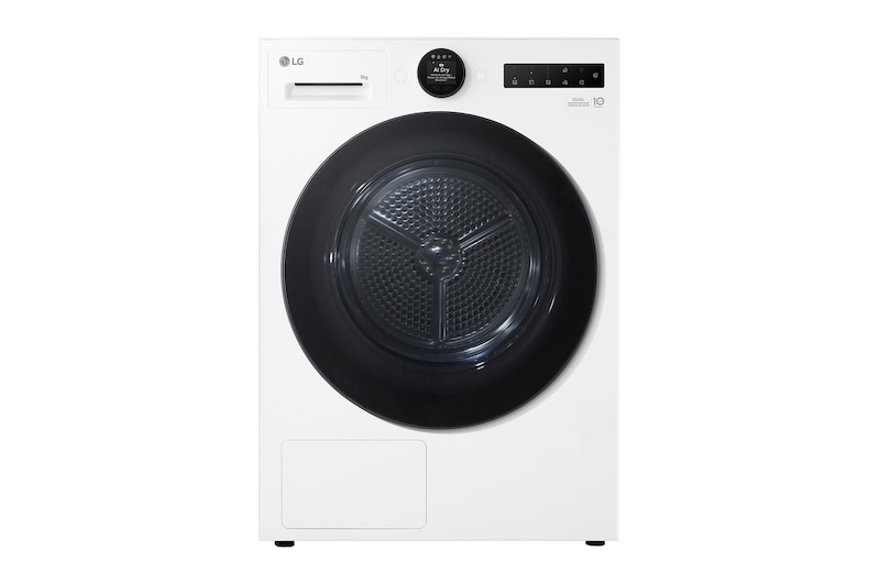 Vue avant de Sèche linge 9 kg | Molette écran LCD LG RH9X76WH