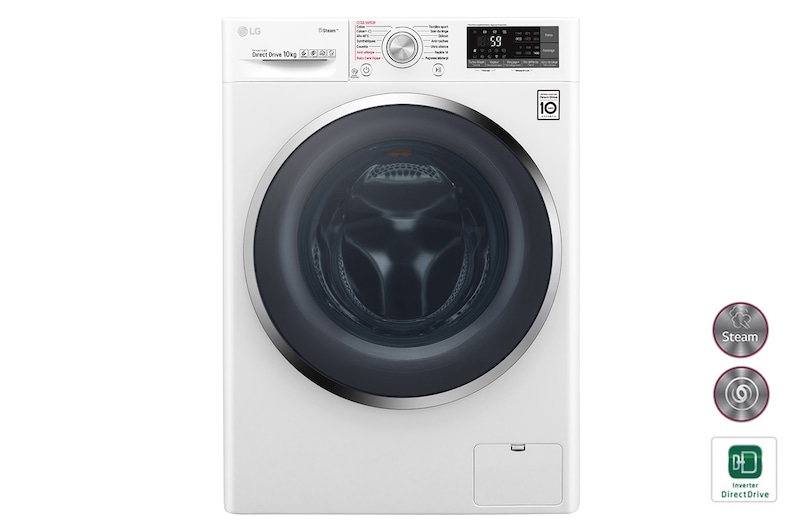 Vue avant de Lave-Linge 10KG | TurboWash™ | Steam | Wi-Fi | 6 Motion Direct Drive™ | A+++-40% | Smart Diagnosis™ | Moteur Direct Drive™ garanti 10 ans LG F14J72WHST