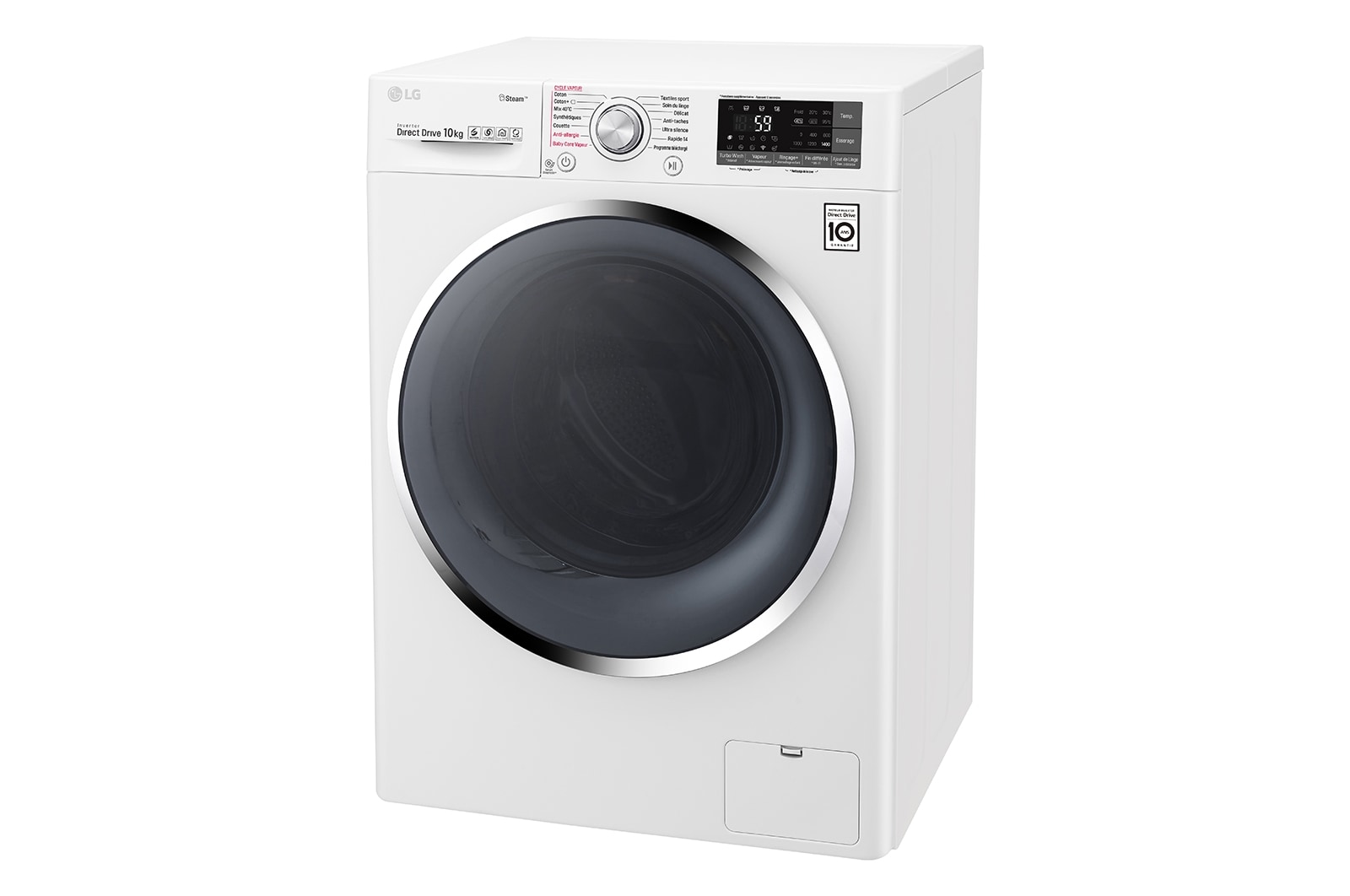LG Lave-Linge 10KG | TurboWash™ | Steam | Wi-Fi | 6 Motion Direct Drive™ | A+++-40% | Smart Diagnosis™ | Moteur Direct Drive™ garanti 10 ans, LG F14J72WHST