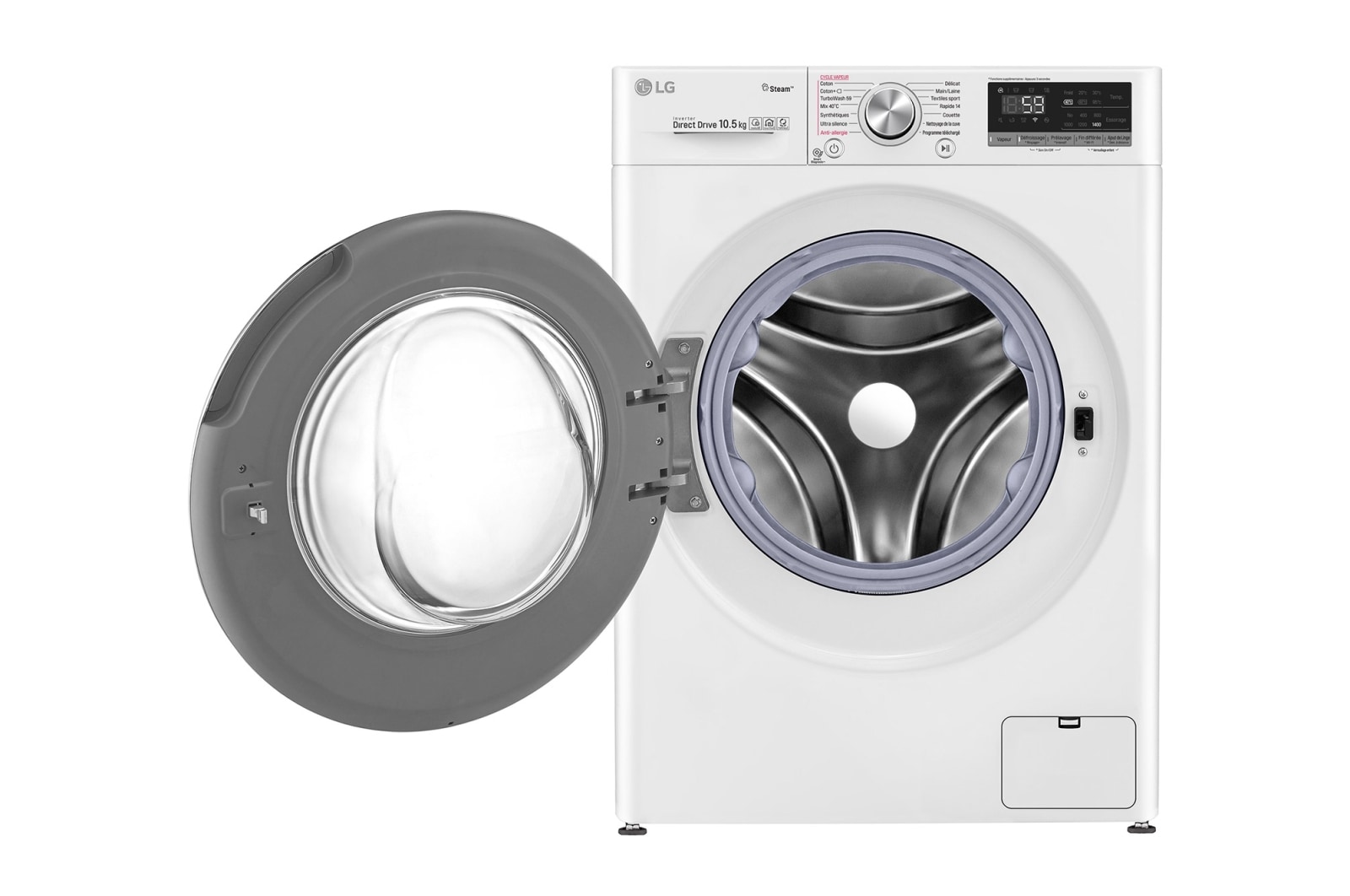 LG Lave-linge 10.5 KG - 68L  | 6 Motion Direct Drive™ | Moteur Direct Drive™ garanti 10 ans |  TurboWash™ | AI DD | Steam + | 53/71dB | A+++(-40%) , LG F14V71WHS