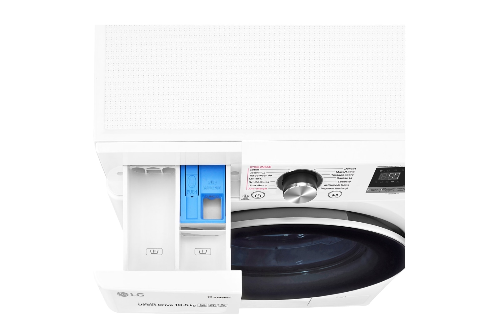 LG Lave-linge 10.5 KG - 68L  | 6 Motion Direct Drive™ | Moteur Direct Drive™ garanti 10 ans |  TurboWash™ | AI DD | Steam + | 53/71dB | A+++(-40%) , LG F14V71WHS