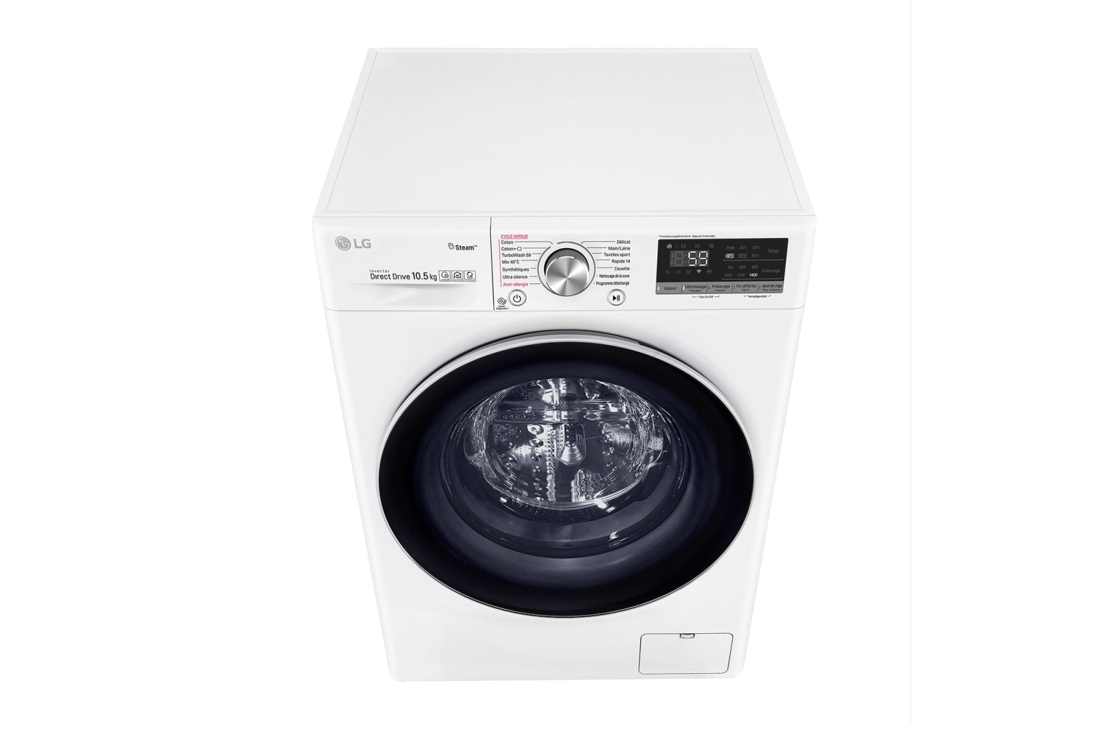 LG Lave-linge 10.5 KG - 68L  | 6 Motion Direct Drive™ | Moteur Direct Drive™ garanti 10 ans |  TurboWash™ | AI DD | Steam + | 53/71dB | A+++(-40%) , LG F14V71WHS