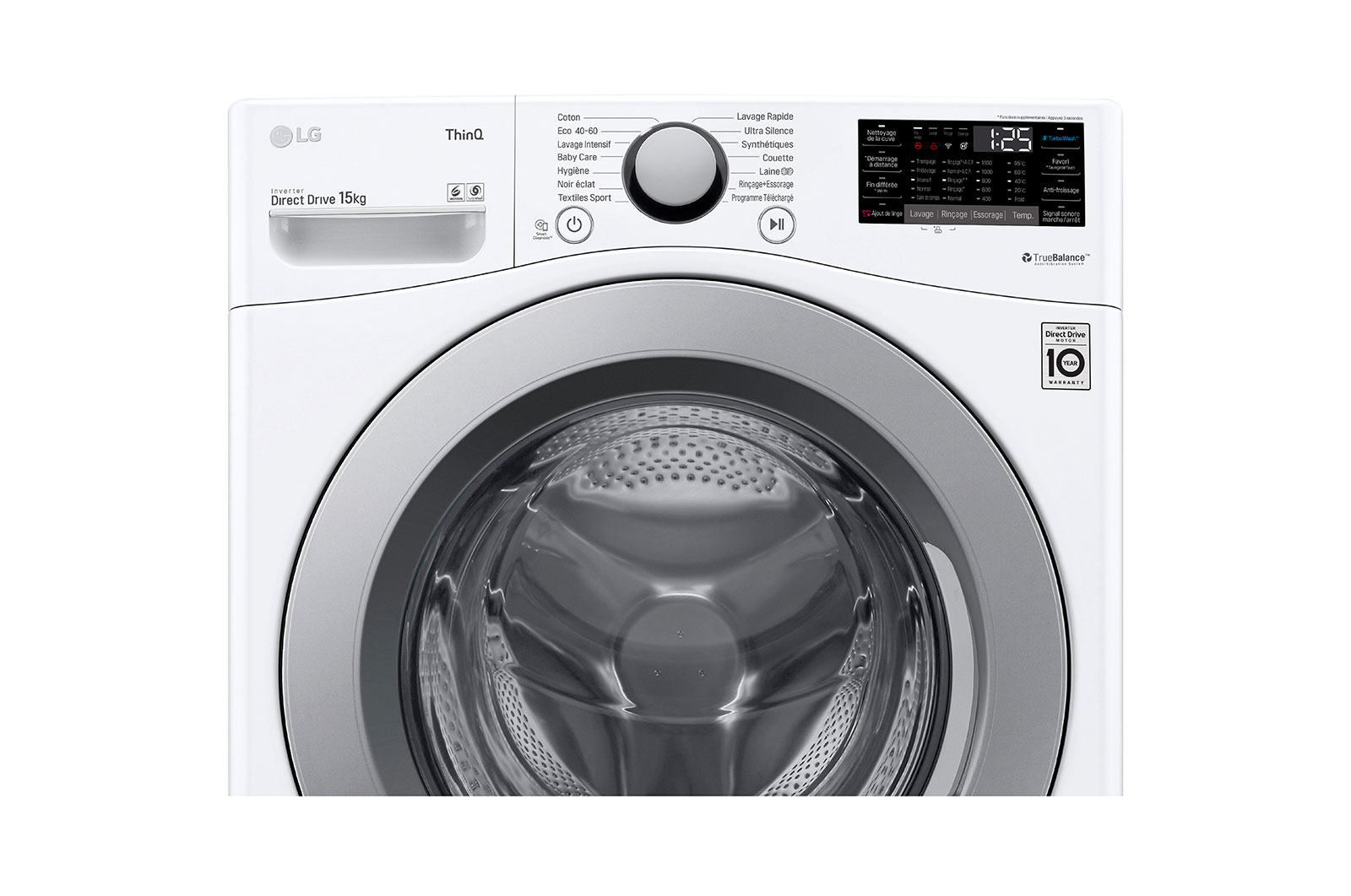 LG Lave-linge 15 kg | TurboWash™ | Wi-Fi | 6 Motion Direct Drive™ | E | Smart Diagnosis™ | Moteur Direct Drive™ garanti 10 ans, LG F51P14WH