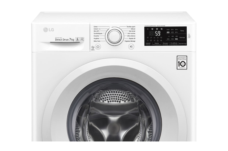 LG Lave-linge 7 KG | 6 Motion Direct Drive™ | A+++(-30%) | Smart Diagnosis™ | Moteur Direct Drive™ garanti 10 ans, LG F72J53WH