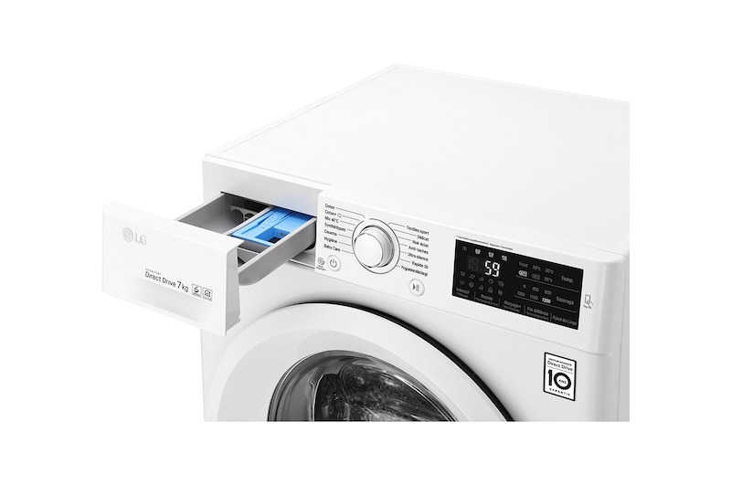 LG Lave-linge 7 KG | 6 Motion Direct Drive™ | A+++(-30%) | Smart Diagnosis™ | Moteur Direct Drive™ garanti 10 ans, LG F72J53WH