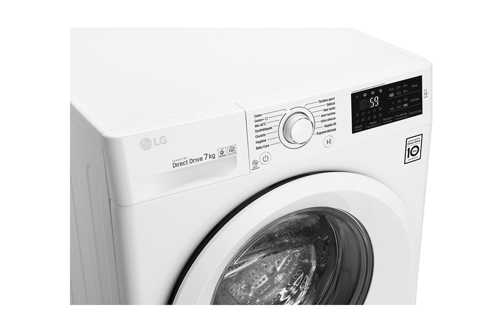 LG Lave-linge 7 KG | 6 Motion Direct Drive™ | A+++(-30%) | Smart Diagnosis™ | Moteur Direct Drive™ garanti 10 ans, LG F72J53WH