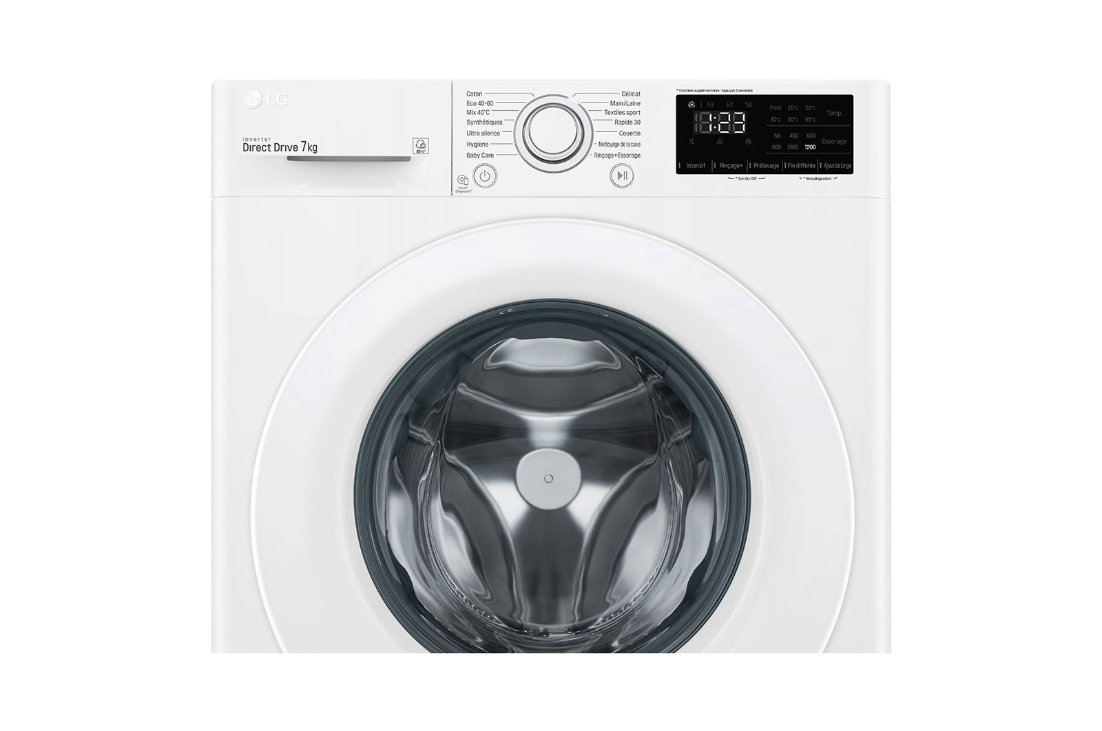 LG Lave-linge 7 kg - 59L | AI Direct Drive™ | Smart Diagnosis™ | Moteur Direct Drive™ garanti 10 ans | D, LG F72N23WH