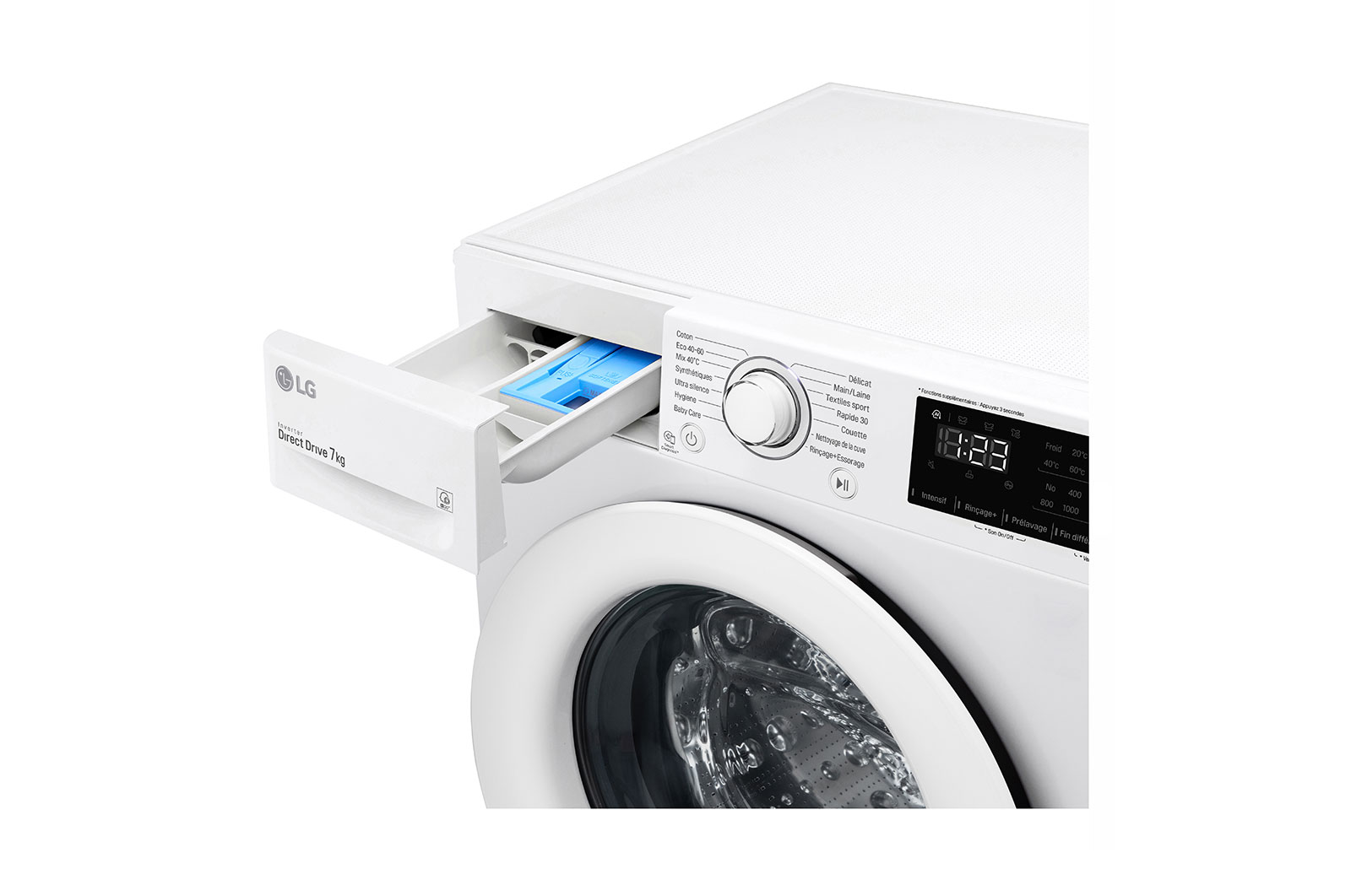 LG Lave-linge 7 kg - 59L | AI Direct Drive™ | Smart Diagnosis™ | Moteur Direct Drive™ garanti 10 ans | D, LG F72N23WH