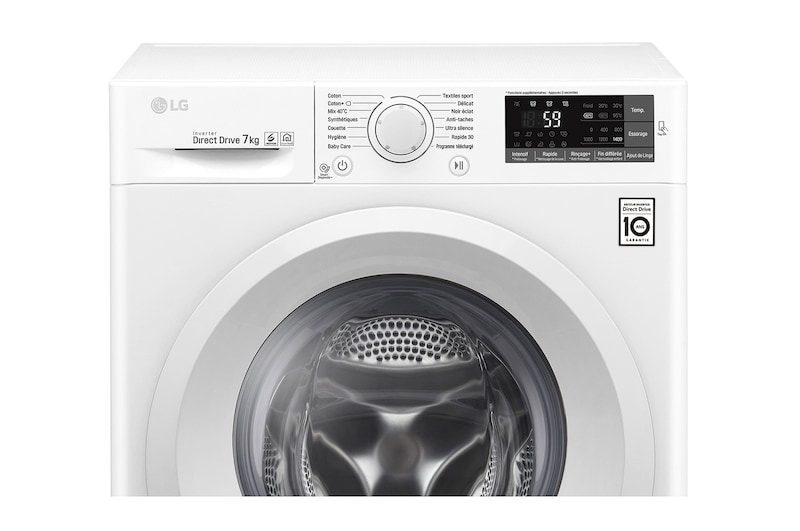LG Lave-linge 7 KG | 6 Motion Direct Drive™ | A+++(-30%) | Smart Diagnosis™ | Moteur Direct Drive™ garanti 10 ans, LG F74J53WH