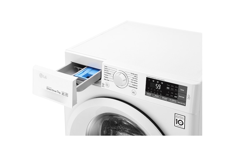 LG Lave-linge 7 KG | 6 Motion Direct Drive™ | A+++(-30%) | Smart Diagnosis™ | Moteur Direct Drive™ garanti 10 ans, LG F74J53WH