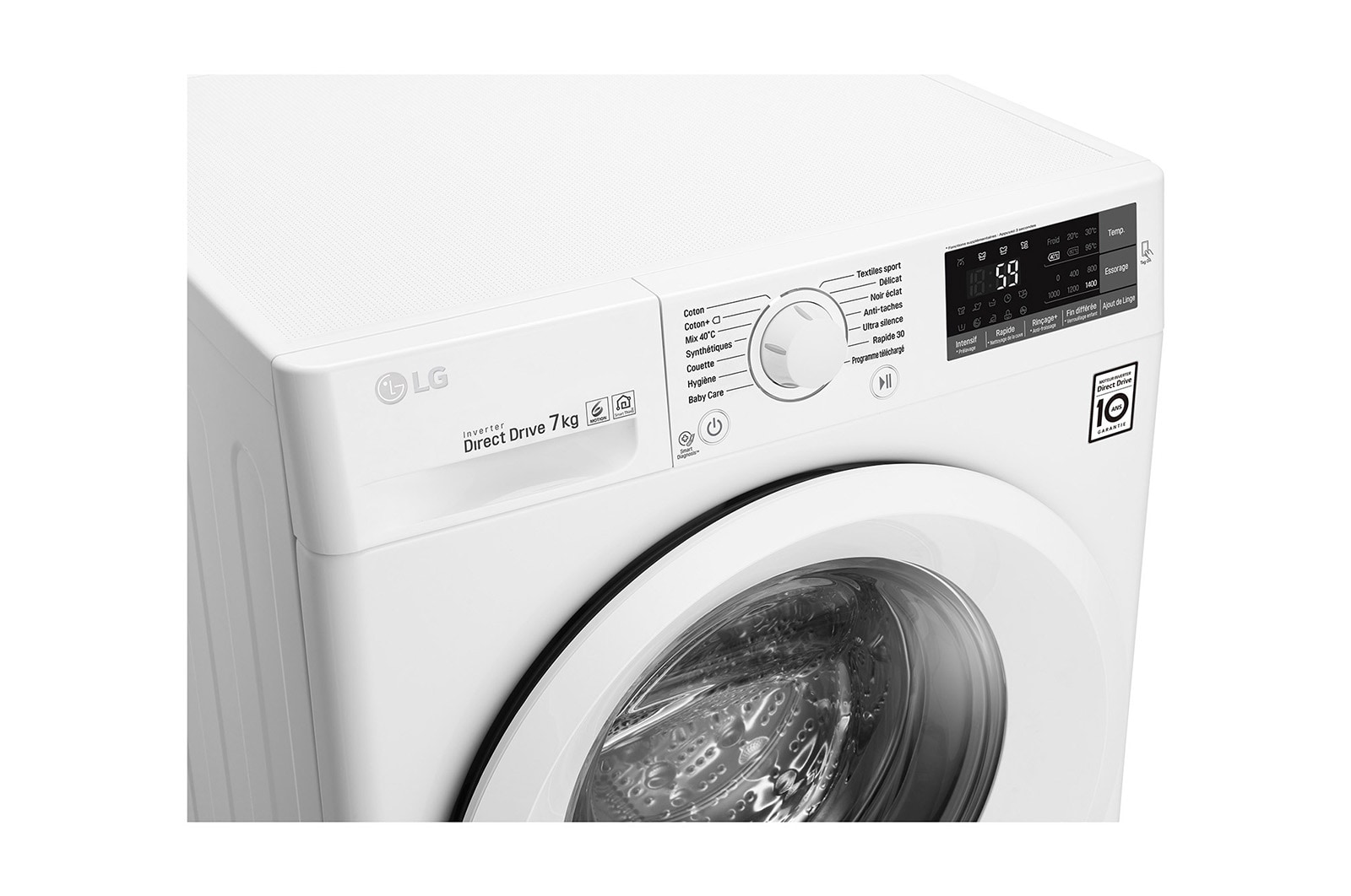 LG Lave-linge 7 KG | 6 Motion Direct Drive™ | A+++(-30%) | Smart Diagnosis™ | Moteur Direct Drive™ garanti 10 ans, LG F74J53WH