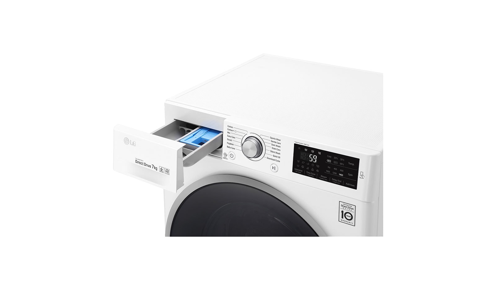 LG Lave-linge 7 KG | 6 Motion Direct Drive™ | A+++(-30%) | Smart Diagnosis™ | Moteur Direct Drive™ garanti 10 ans, LG F74J61WH