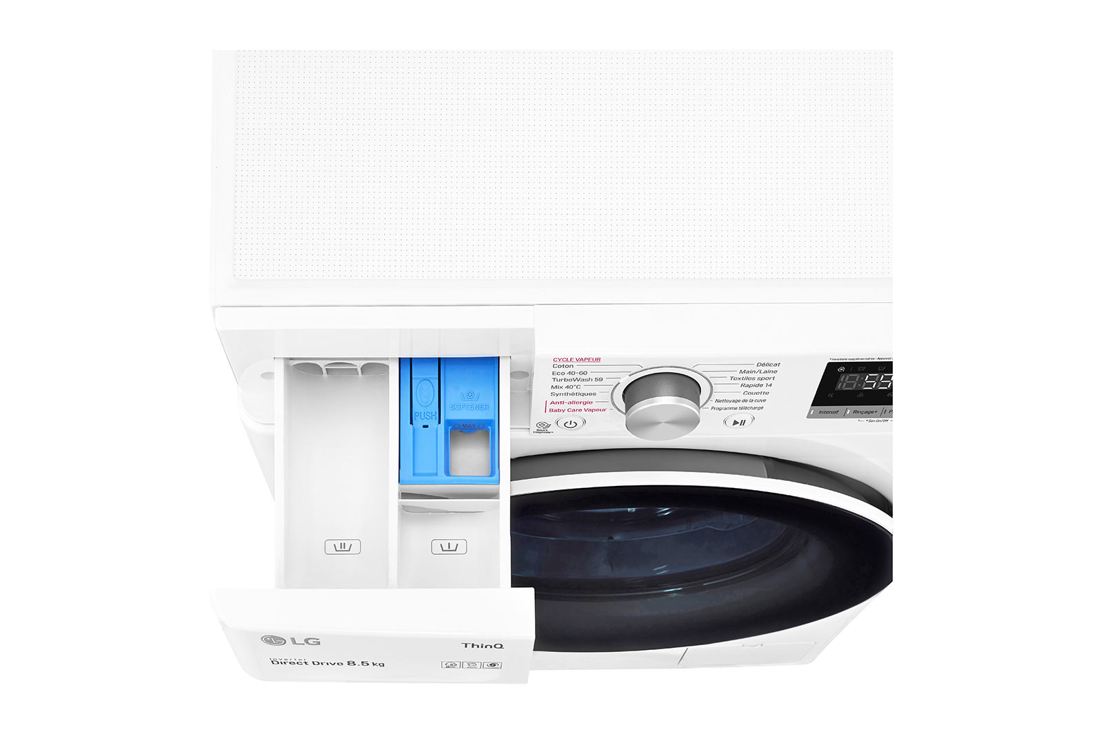 LG Lave-linge Slim 8,5kg - 58L | AI Direct Drive™ | TurboWash™ I Moteur Direct Drive™ garanti 10 ans | C, LG F82SV50WHS