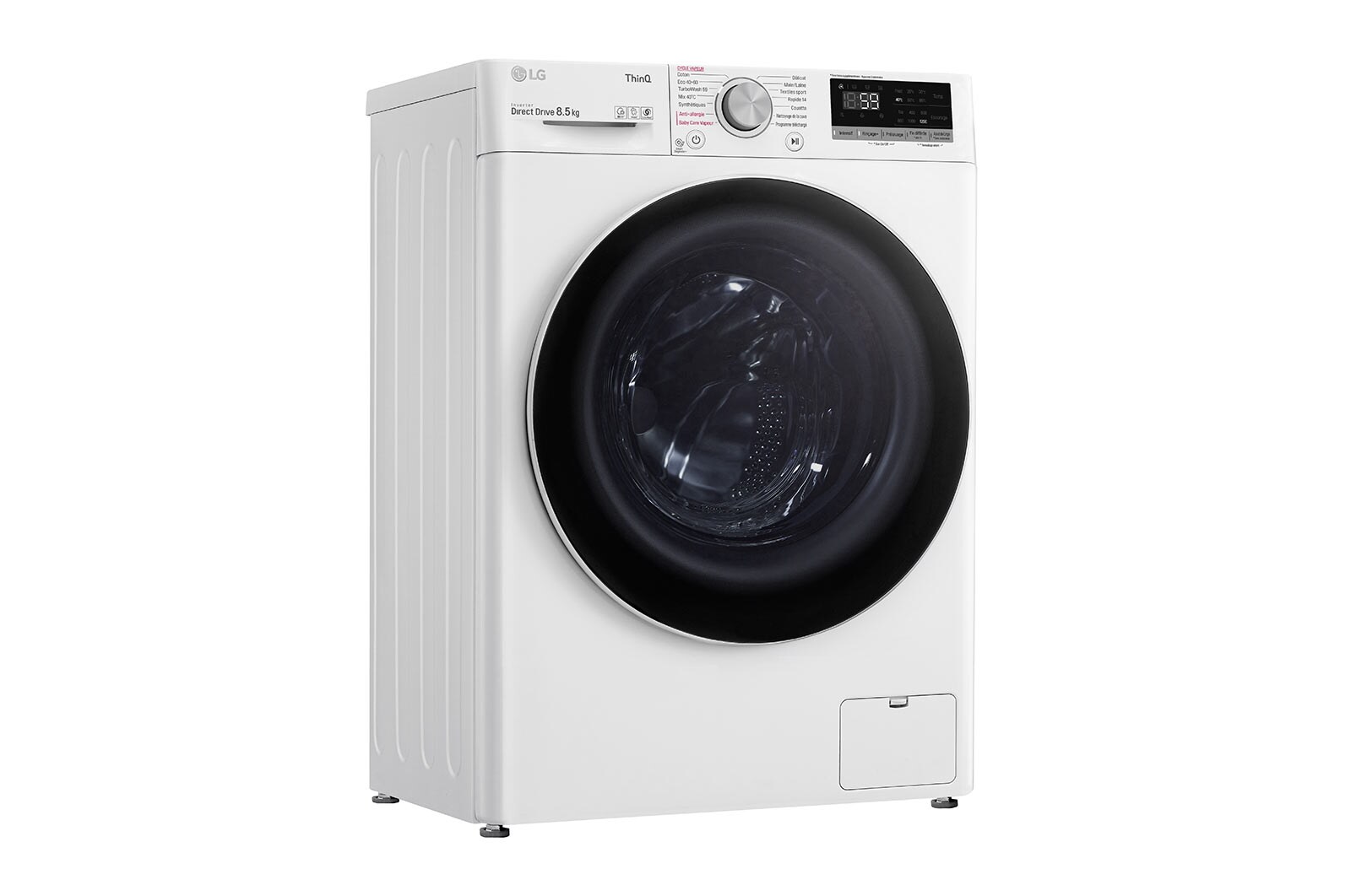 LG Lave-linge Slim 8,5kg - 58L | AI Direct Drive™ | TurboWash™ I Moteur Direct Drive™ garanti 10 ans | C, LG F82SV50WHS