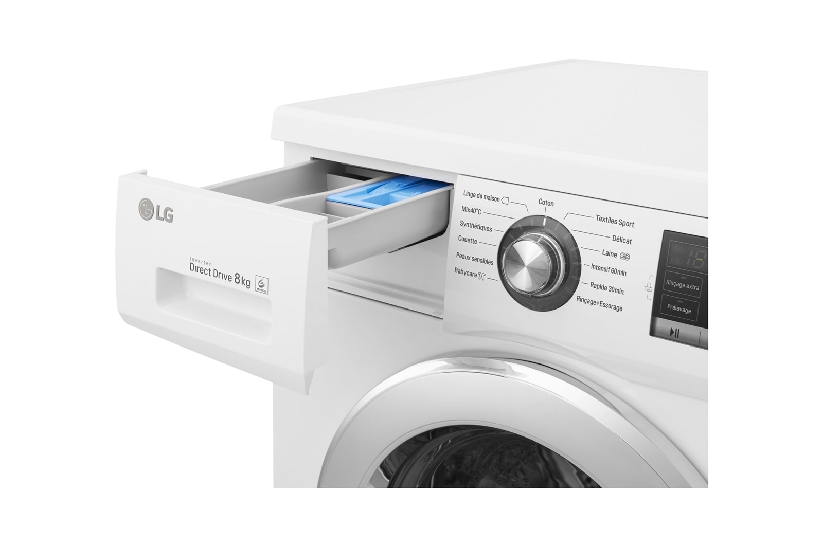 LG Lave-Linge 8KG |1400 tours | 6 Motion Direct Drive™ | A+++-30% | Smart Diagnosis™ | Moteur Direct Drive™ – Garanti 10 ans , LG F84G62WH