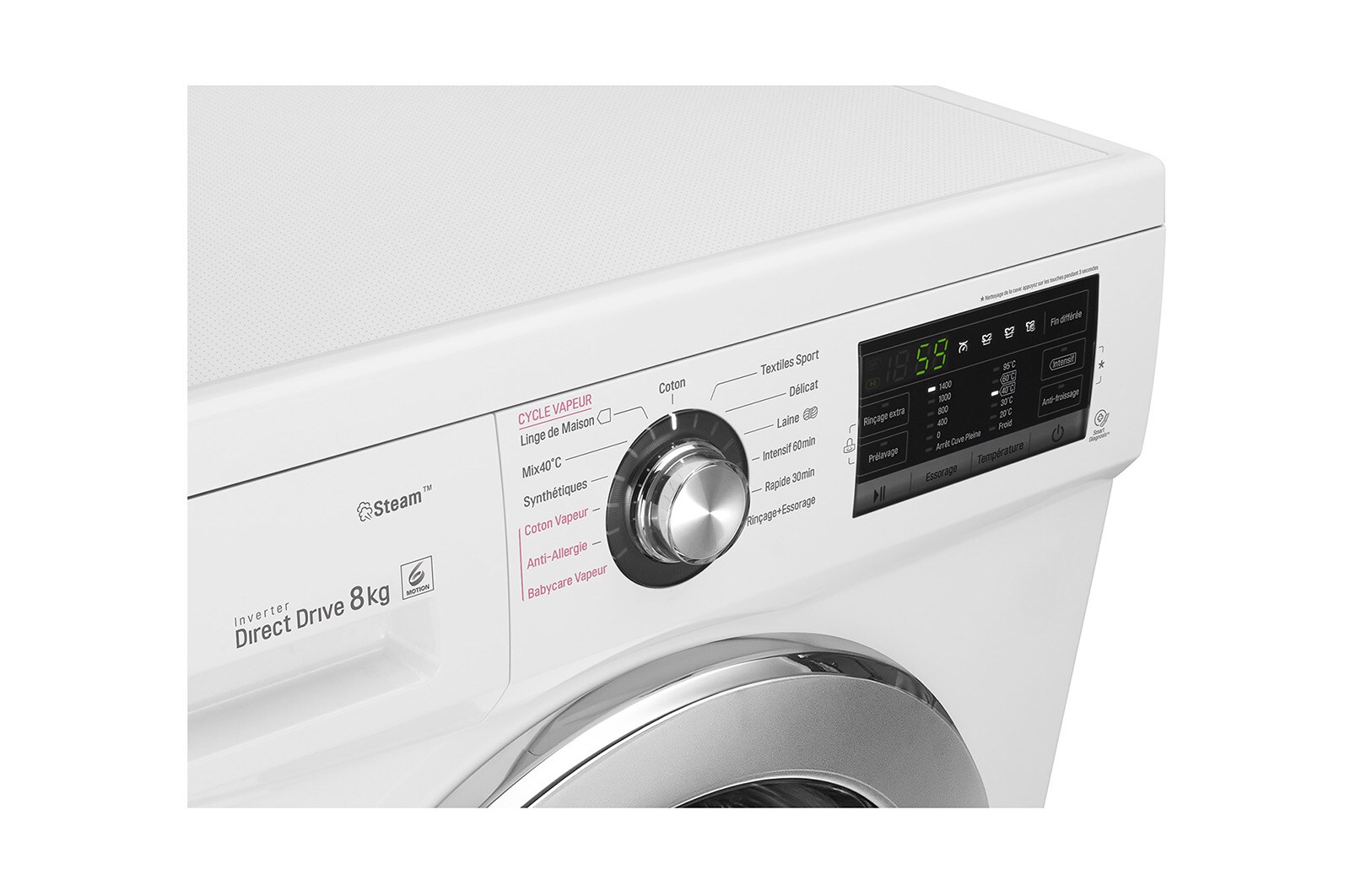 LG Lave-Linge 8KG | Moteur Direct Drive™ | 6 Motion Direct Drive™ | Steam | A+++-30% | Smart Diagnosis™, LG F84G62WHS