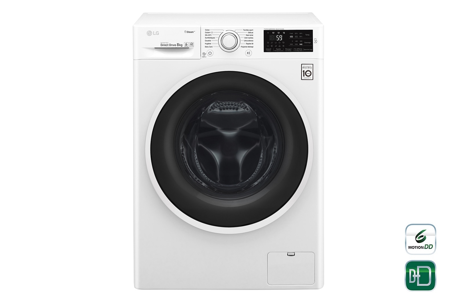 LG Lave-linge 8 KG | 6 Motion Direct Drive™ | A+++(-30%) | Smart Diagnosis™ | Moteur Direct Drive™ garanti 10 ans, LG F84J60WH