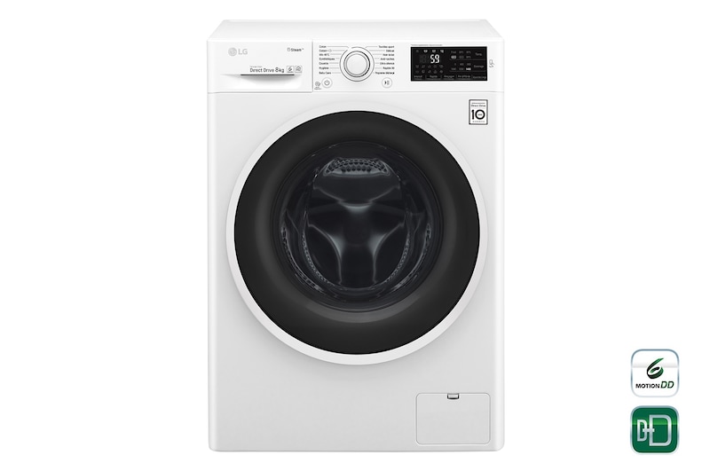 LG Lave-linge 8 KG | 6 Motion Direct Drive™ | A+++(-30%) | Smart Diagnosis™ | Moteur Direct Drive™ garanti 10 ans, LG F84J60WH