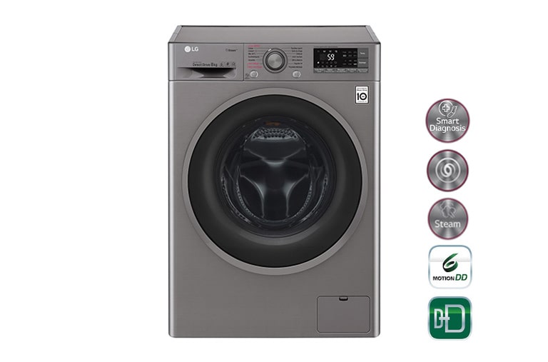 LG Lave-linge 8 KG | Steam™ | 6 Motion Direct Drive™ | A+++(-40%) | Wi-Fi | Smart Diagnosis™ | Moteur Direct Drive™ garanti 10 ans, LG F84J78STS