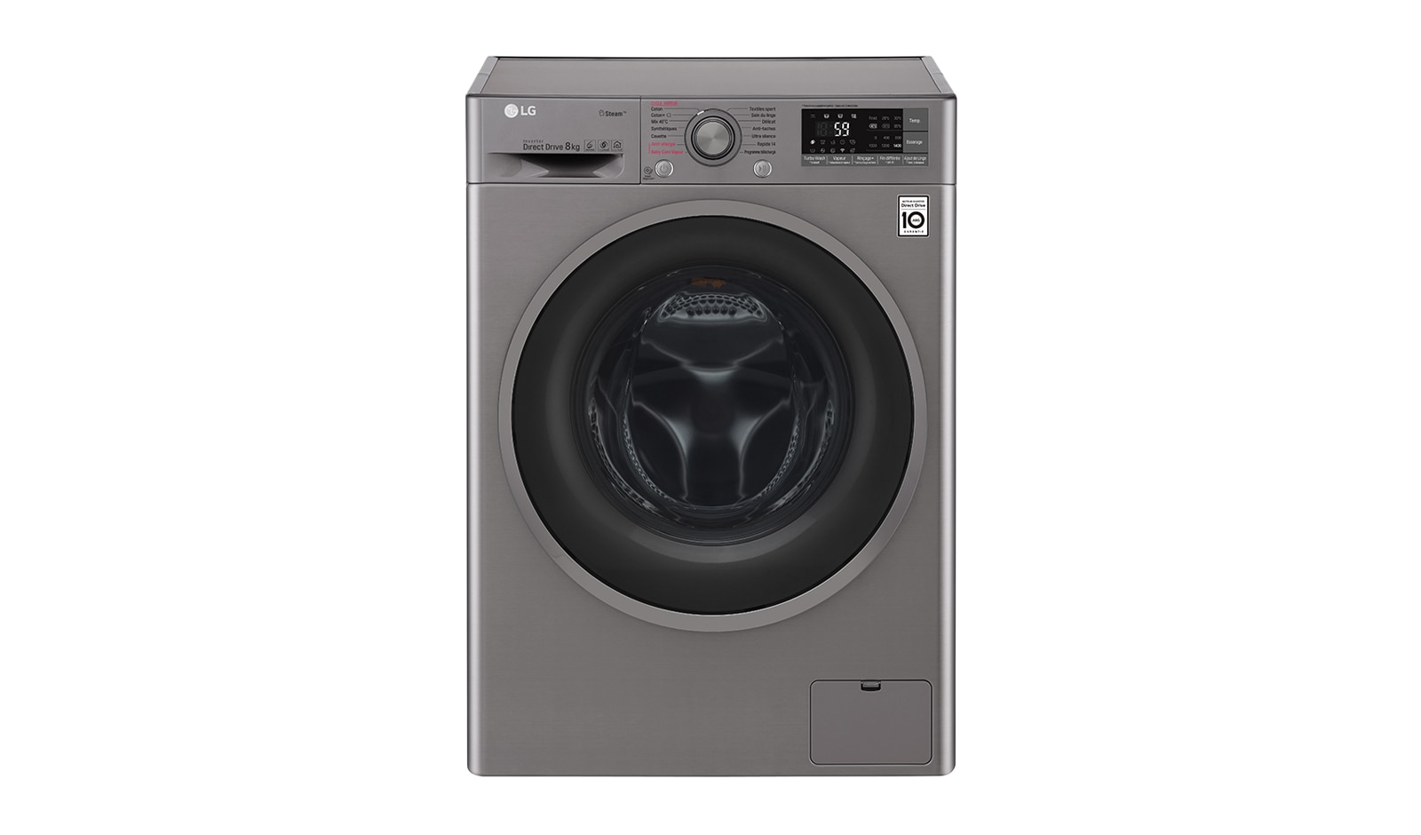 LG Lave-linge 8 KG | Steam™ | 6 Motion Direct Drive™ | A+++(-40%) | Wi-Fi | Smart Diagnosis™ | Moteur Direct Drive™ garanti 10 ans, LG F84J78STS