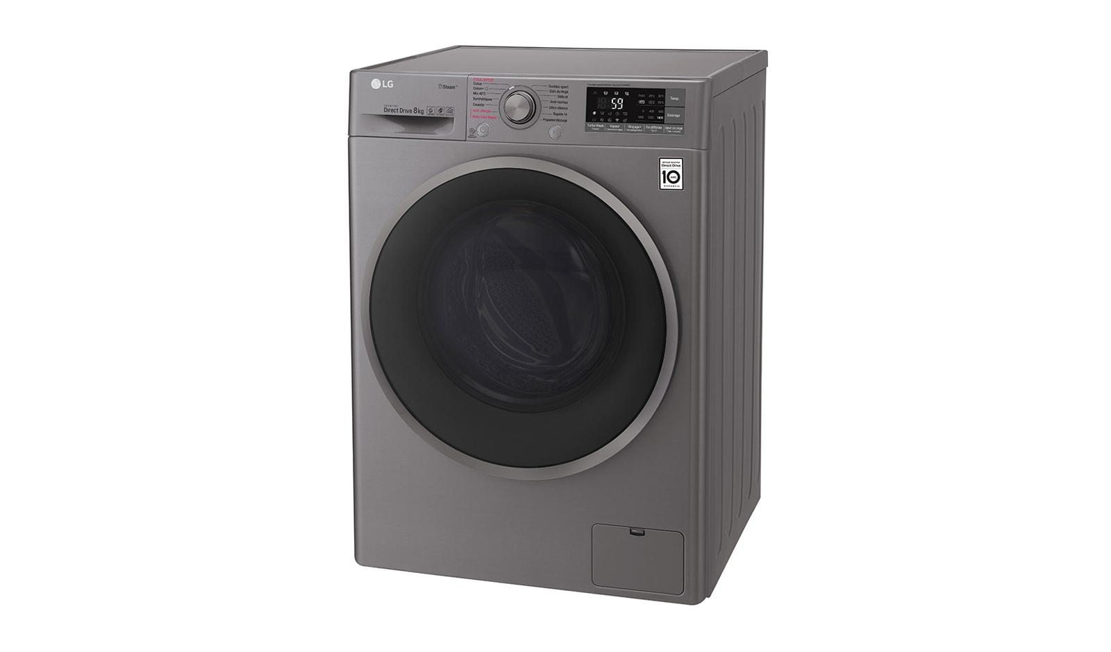 LG Lave-linge 8 KG | Steam™ | 6 Motion Direct Drive™ | A+++(-40%) | Wi-Fi | Smart Diagnosis™ | Moteur Direct Drive™ garanti 10 ans, LG F84J78STS