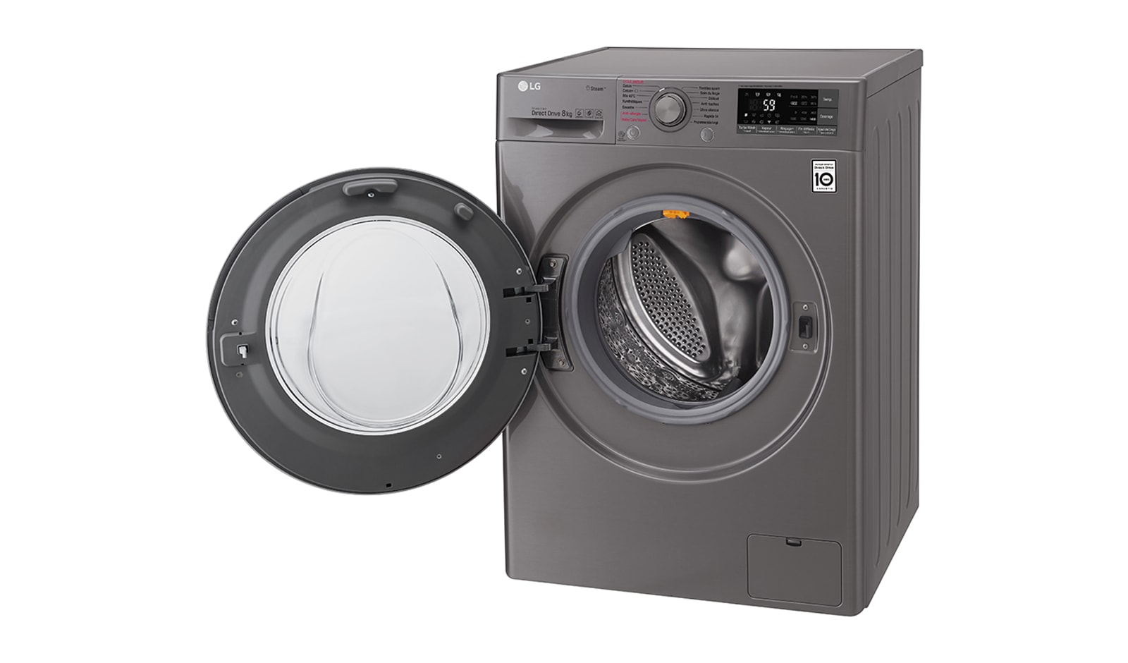 LG Lave-linge 8 KG | Steam™ | 6 Motion Direct Drive™ | A+++(-40%) | Wi-Fi | Smart Diagnosis™ | Moteur Direct Drive™ garanti 10 ans, LG F84J78STS