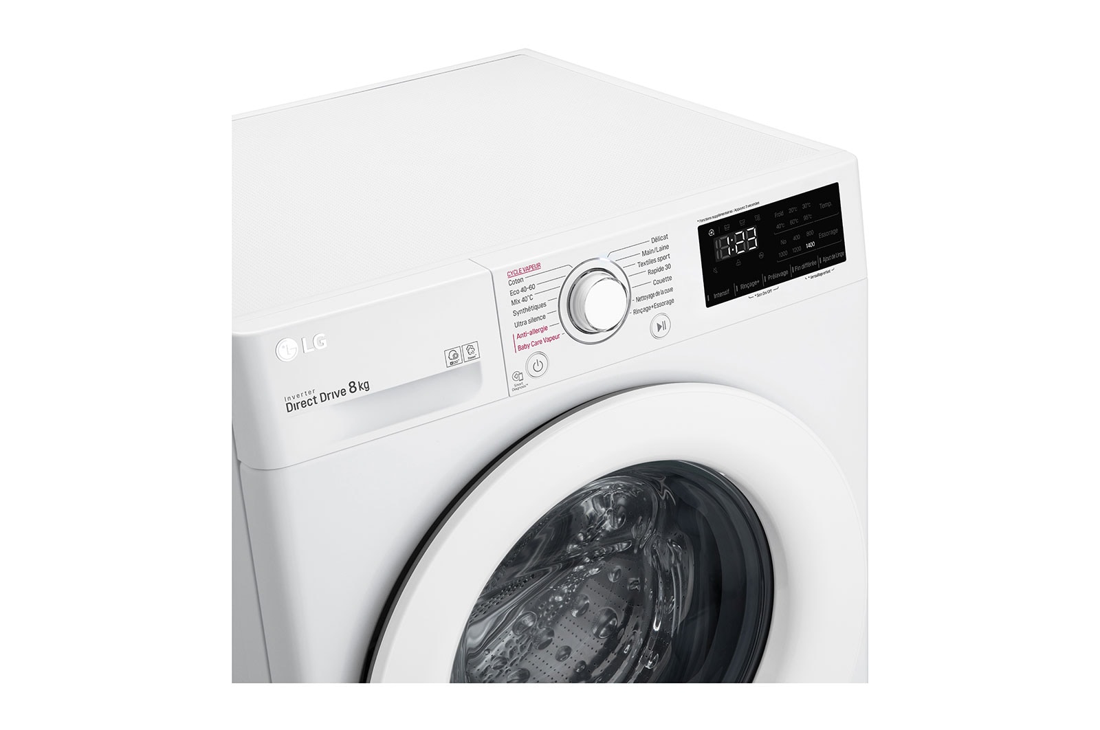 LG Lave-linge 8 kg - 59L | AI Direct Drive™ | Steam™ | Moteur Direct Drive™ garanti 10 ans | D, LG F84N23WHS