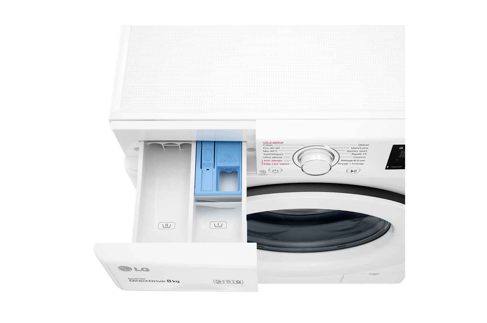 LG Lave-linge 8 kg - 68L | AI Direct Drive™ | Moteur Direct Drive™ garanti 10 ans, LG F84V33WHS