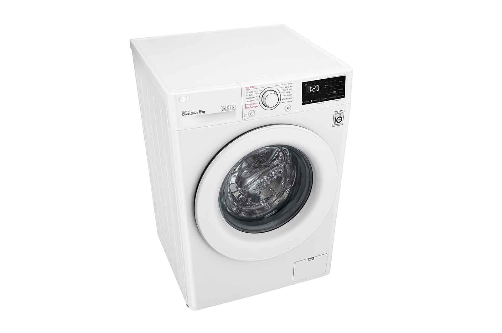 LG Lave-linge 8 kg - 68L | AI Direct Drive™ | Moteur Direct Drive™ garanti 10 ans, LG F84V33WHS