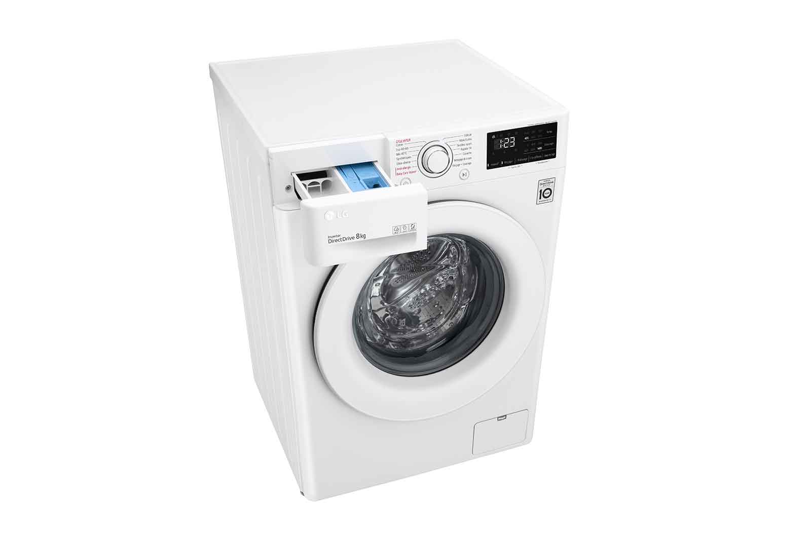 LG Lave-linge 8 kg - 68L | AI Direct Drive™ | Moteur Direct Drive™ garanti 10 ans, LG F84V33WHS
