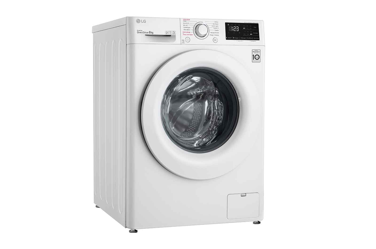 LG Lave-linge 8 kg - 68L | AI Direct Drive™ | Moteur Direct Drive™ garanti 10 ans, LG F84V33WHS