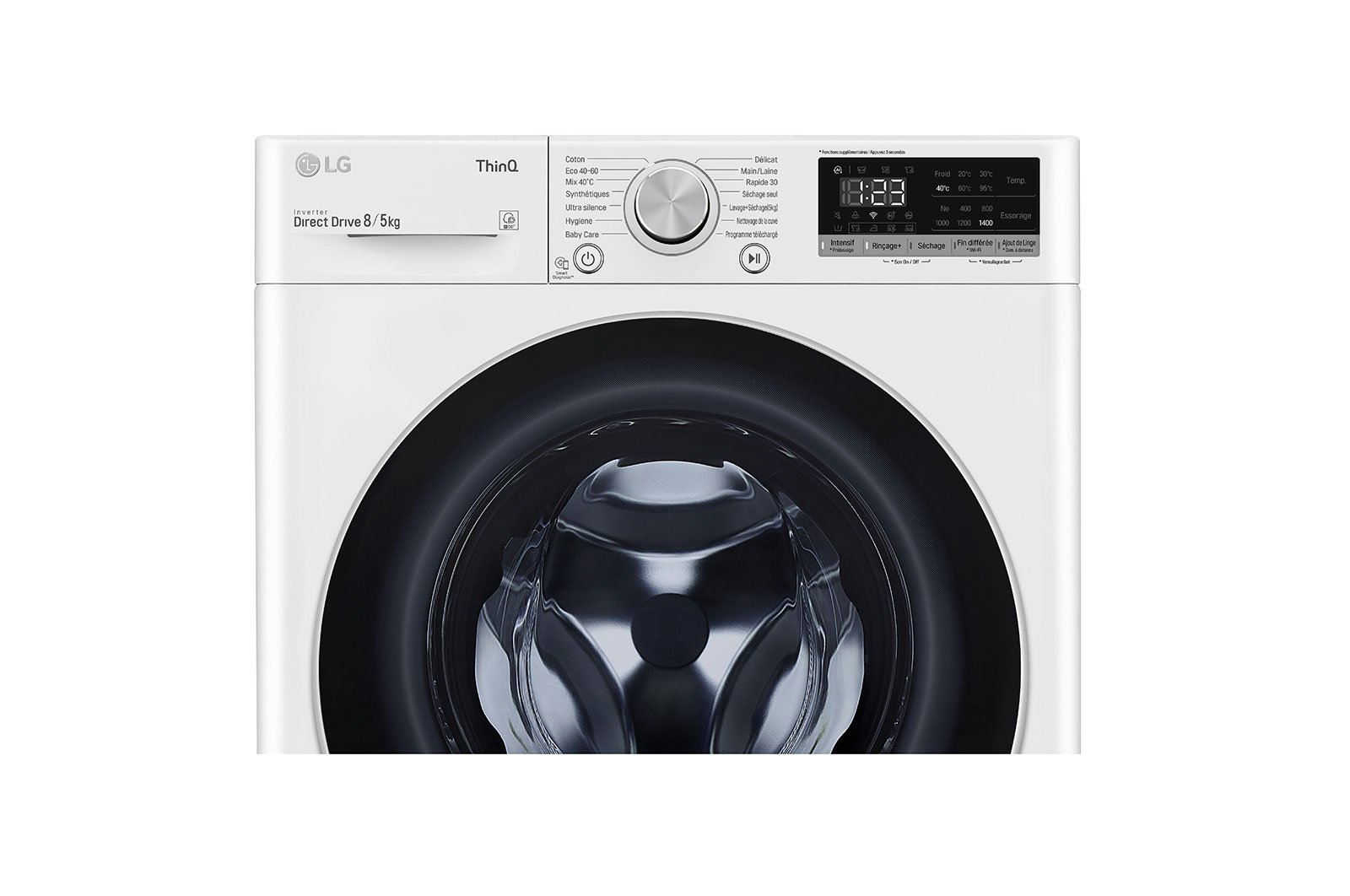 LG Lavante-séchante 8/5kg - 59L | AI Direct Drive™ | Smart Diagnosis™ | Moteur Direct Drive™ garanti 10 ans, F854N41WR