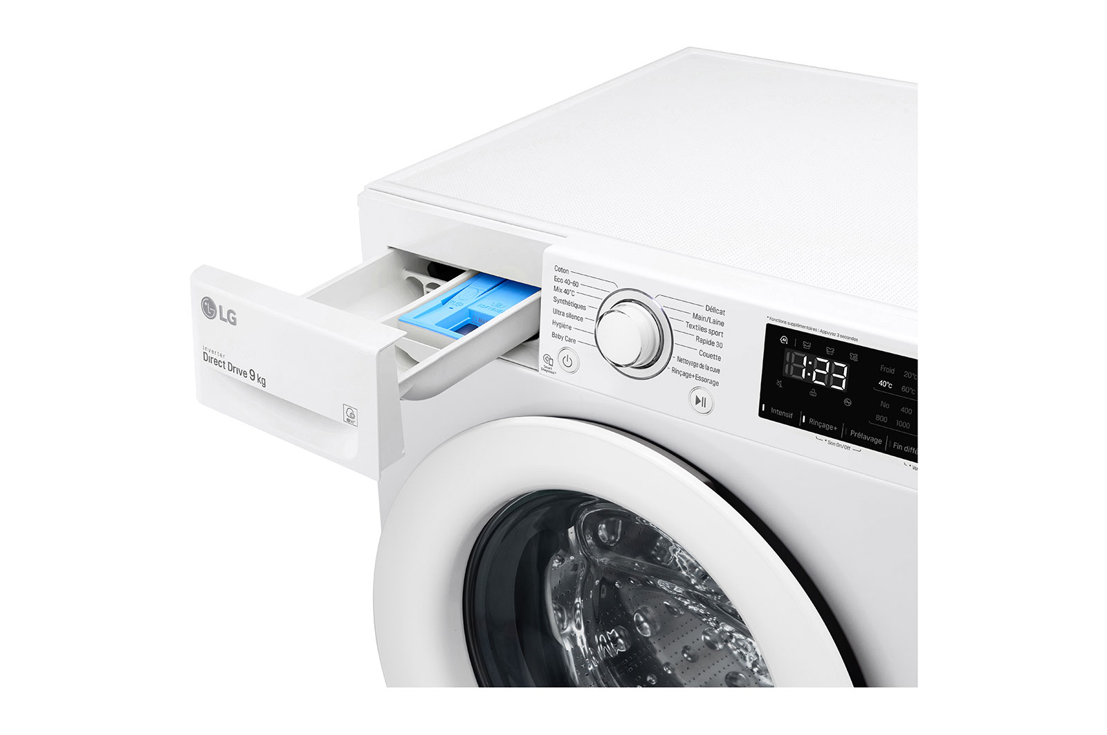 LG Lave-linge 9 kg - 59L | AI Direct Drive™ | Moteur Direct Drive™ garanti 10 ans | D, LG F92N23WH