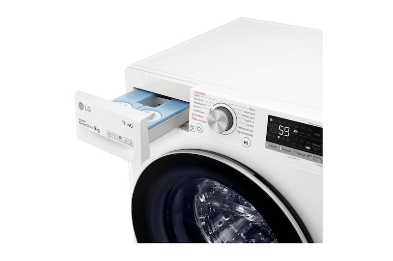 LG Lave-linge 9 kg - 68L | AI Direct Drive™ | Dosage automatique | Moteur Direct Drive™ garanti 10 ans, LG F94V51WHSA
