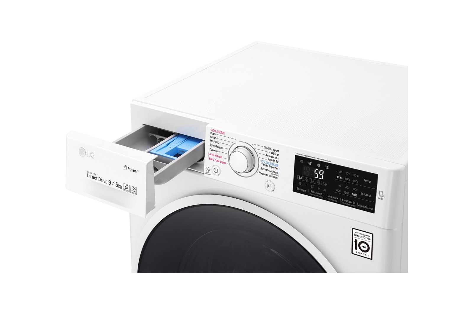 LG Lavante-séchante 9/5KG | 6 Motion Direct Drive™ | Smart Diagnosis™ | Moteur Direct Drive™ – Garanti 10 ans, LG F954J60WRS