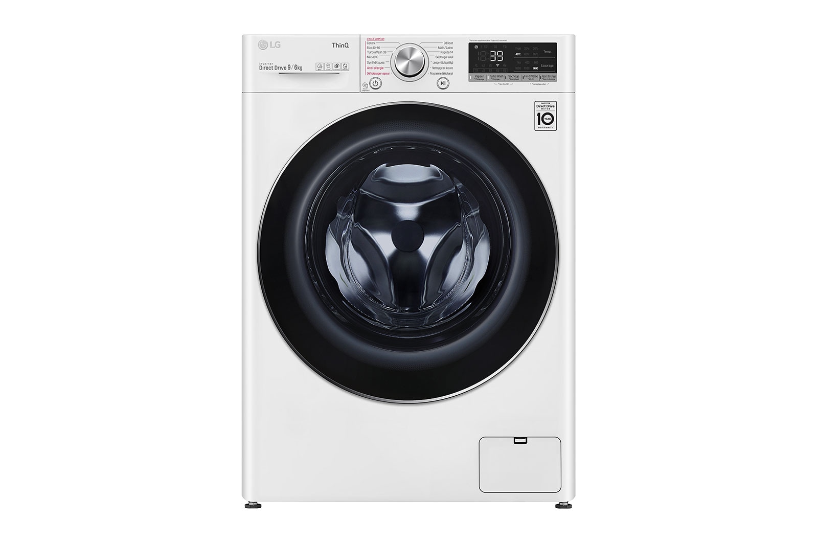 LG Lavante-séchante 9/6 KG - 68L | 6 Motion Direct Drive™ | Moteur Direct Drive™ garanti 10 ans | TurboWash™ 360° | AIDD™ | Steam™ | 52/71dB | E, LG F964V72WRHT