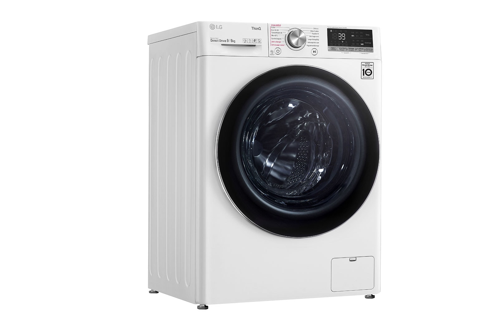 LG Lavante-séchante 9/6 KG - 68L | 6 Motion Direct Drive™ | Moteur Direct Drive™ garanti 10 ans | TurboWash™ 360° | AIDD™ | Steam™ | 52/71dB | E, LG F964V72WRHT