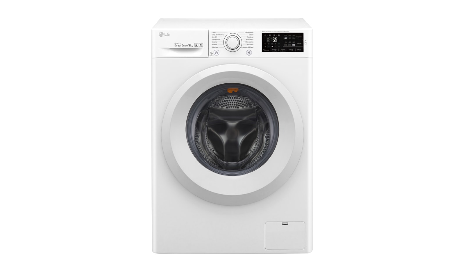 Vue avant de Lave-Linge 9KG |1400 tours | Turbo Wash™ | 6 Motion Direct Drive™ | Smart Diagnosis™ | Moteur Direct Drive™ – Garanti 10 ans LG FH4U2VFN3