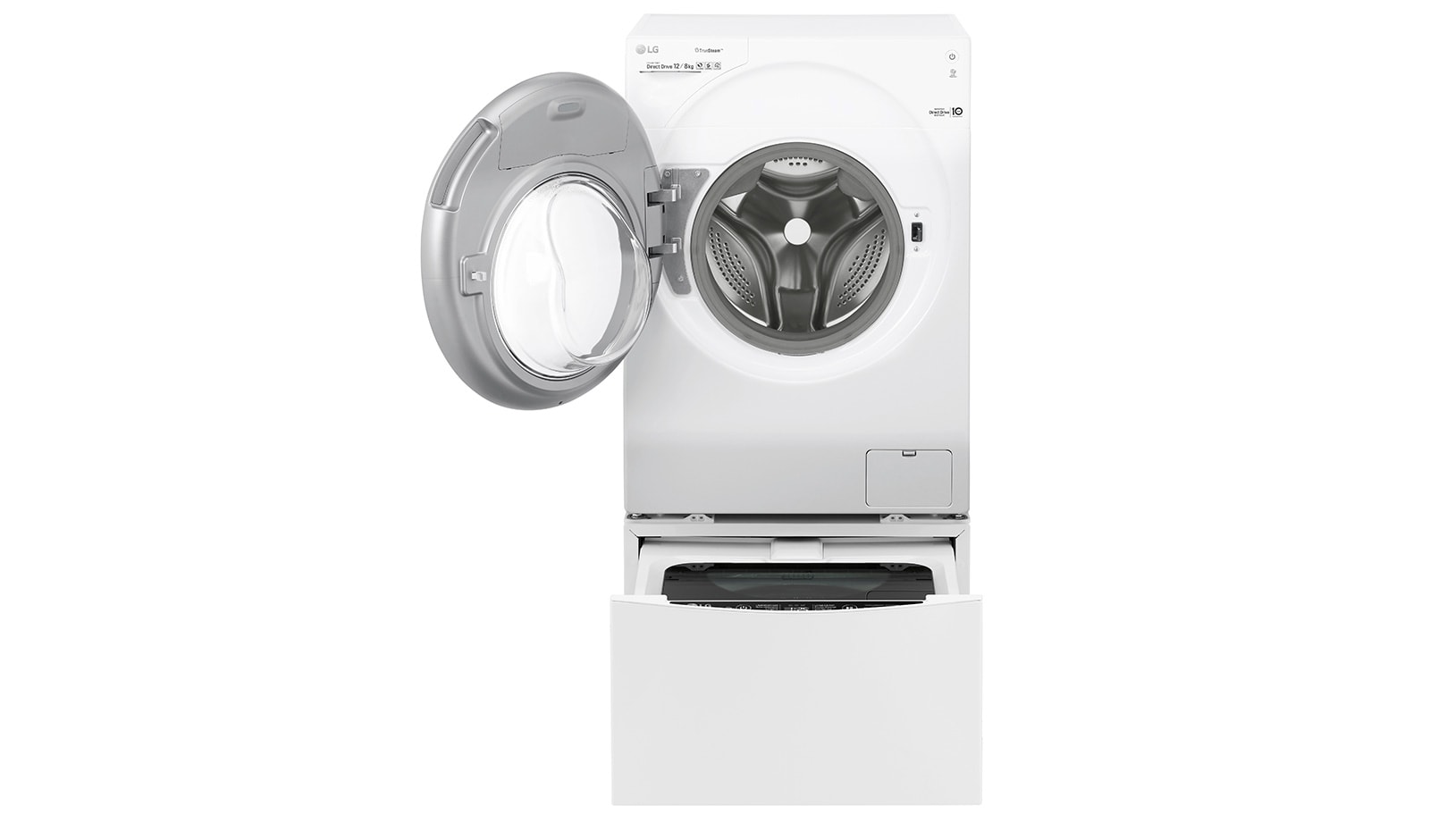 LG TWINWash™ Lavante-séchante 12/8 KG | Mini Lave Linge 2KG | TrueSteam™ | EcoHybrid | Wi-Fi  |  Moteur Direct Drive™ garanti 10 ans, LG T286G1GWRH