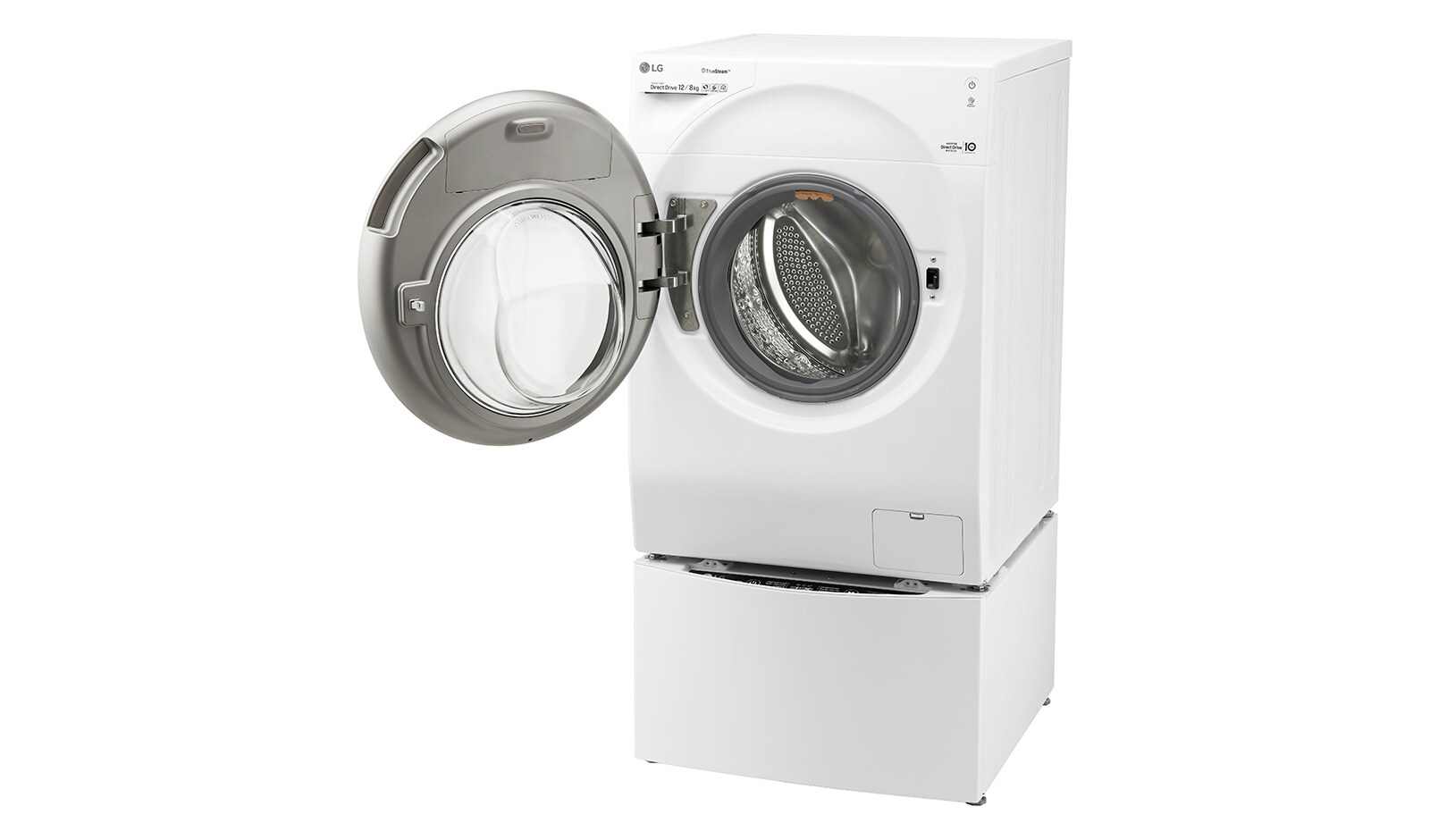 LG TWINWash™ Lavante-séchante 12/8 KG | Mini Lave Linge 2KG | TrueSteam™ | EcoHybrid | Wi-Fi  |  Moteur Direct Drive™ garanti 10 ans, LG T286G1GWRH