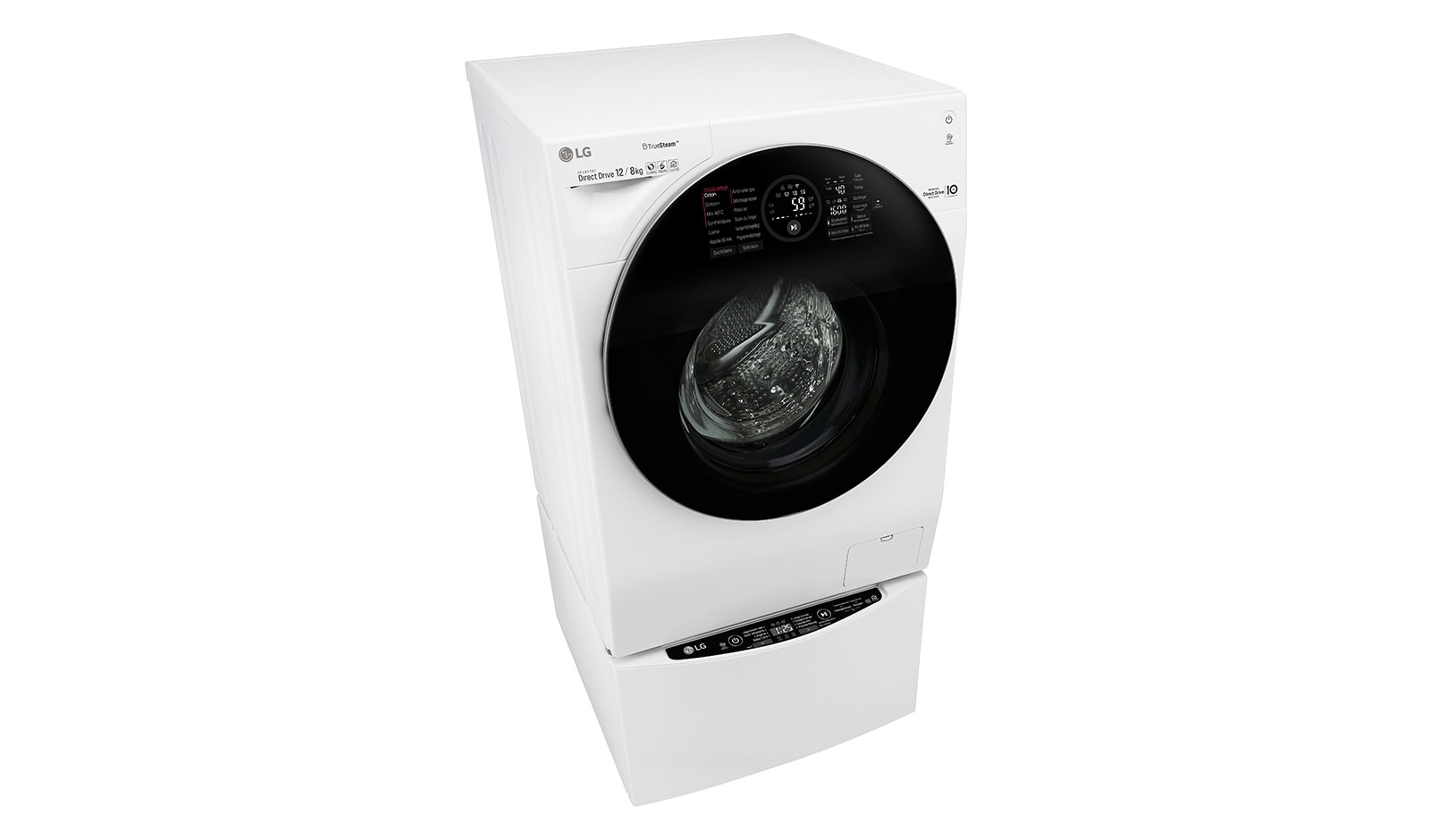 LG TWINWash™ Lavante-séchante 12/8 KG | Mini Lave Linge 2KG | TrueSteam™ | EcoHybrid | Wi-Fi  |  Moteur Direct Drive™ garanti 10 ans, LG T286G1GWRH