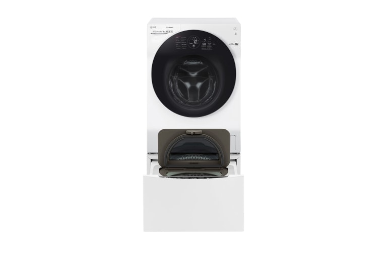 LG TWINWash™ Lavante-séchante 12/8 KG | Mini Lave Linge 2KG | TrueSteam™ | EcoHybrid | Wi-Fi  |  Moteur Direct Drive™ garanti 10 ans, LG T286G1GWRH